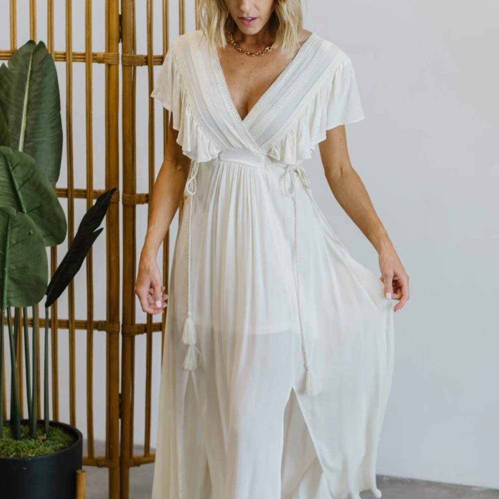 Baltic Born Ivory Jennifer Deep V Maxi Dress